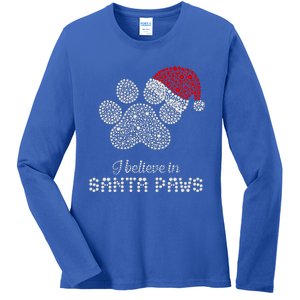 I Believe In Santa Paws Dog Lover Christmas Pajamas Cute Gift Ladies Long Sleeve Shirt