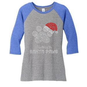 I Believe In Santa Paws Dog Lover Christmas Pajamas Cute Gift Women's Tri-Blend 3/4-Sleeve Raglan Shirt