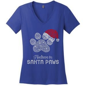 I Believe In Santa Paws Dog Lover Christmas Pajamas Cute Gift Women's V-Neck T-Shirt