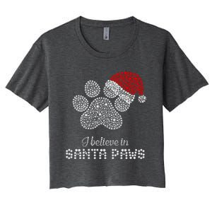 I Believe In Santa Paws Dog Lover Christmas Pajamas Cute Gift Women's Crop Top Tee