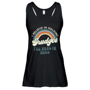 I Believe In Holding Grudges ILl Heal In Hell Retro Rainbow Ladies Essential Flowy Tank