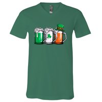 Irish Beer Ireland Flag St Patricks Day V-Neck T-Shirt