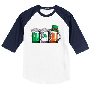 Irish Beer Ireland Flag St Patricks Day Baseball Sleeve Shirt