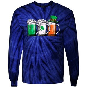 Irish Beer Ireland Flag St Patricks Day Tie-Dye Long Sleeve Shirt