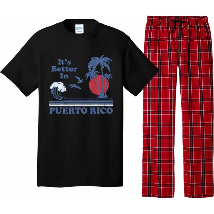 It's Better In Puerto Rico Beach Retro Vintage 80's 70's Pajama Set