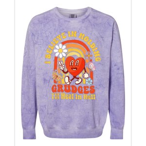 I Believe In Holding Grudges Ill Heal In Hell Rainbow Heart Colorblast Crewneck Sweatshirt