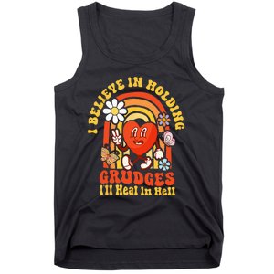 I Believe In Holding Grudges Ill Heal In Hell Rainbow Heart Tank Top