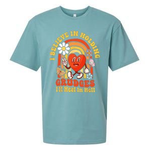 I Believe In Holding Grudges Ill Heal In Hell Rainbow Heart Sueded Cloud Jersey T-Shirt