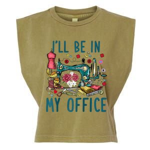 Ill Be In My Office Sewing Room Sewing Quilting Lovers Raglan Baseball Garment-Dyed Women's Muscle Tee