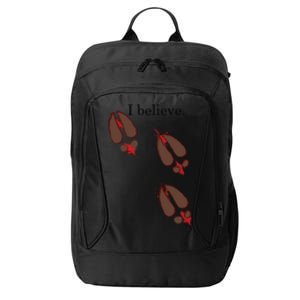 I Believe In Santa Funny Reindeer Hoof Prints Christmas City Backpack