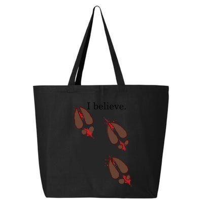 I Believe In Santa Funny Reindeer Hoof Prints Christmas 25L Jumbo Tote