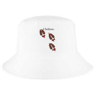 I Believe In Santa Funny Reindeer Hoof Prints Christmas Cool Comfort Performance Bucket Hat