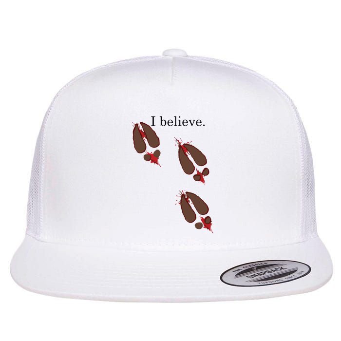 I Believe In Santa Funny Reindeer Hoof Prints Christmas Flatbill Hat