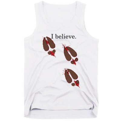 I Believe In Santa Funny Reindeer Hoof Prints Christmas Tank Top