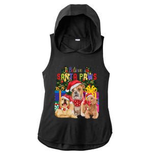 I Believe In Santa Paws Cute Dogs Wearing Xmas Hats Cool Gift Ladies PosiCharge Tri-Blend Wicking Draft Hoodie Tank