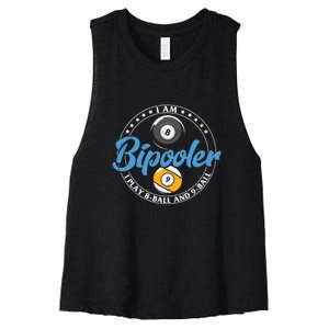 I'm Bipooler I Play 8 Ball And 9 Ball Billiards Dad Gift For Father’s Day Women's Racerback Cropped Tank