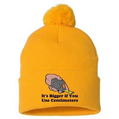 It's Bigger If You Use Centimeters Pom Pom 12in Knit Beanie