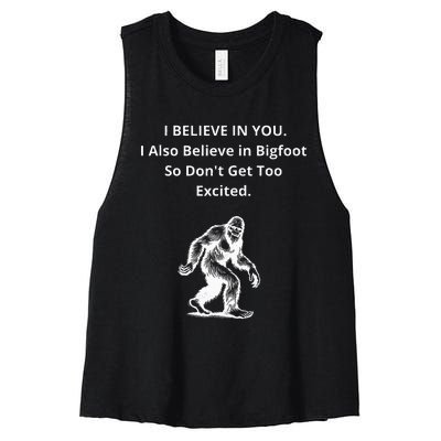 I Believe In You I Also Believe In Bigfoot Women's Racerback Cropped Tank