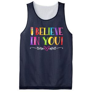 I Believe In You Teacher Test Testing Day Mesh Reversible Basketball Jersey Tank