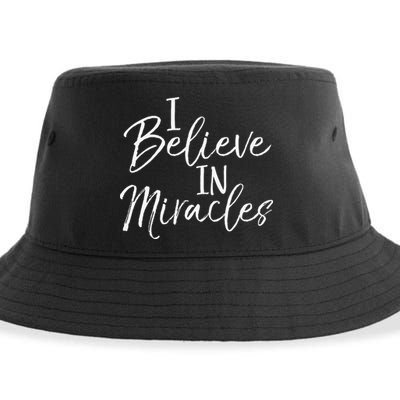 I Believe In Miracles Vintage Cool Bold Christian Sustainable Bucket Hat