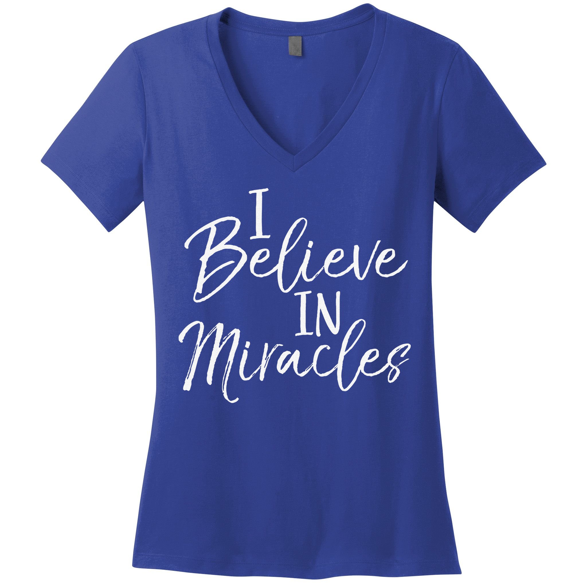 I Believe In Miracles Vintage Cool Bold Christian Women's V-Neck T-Shirt