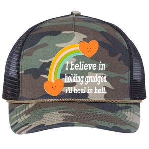 I Believe In Holding Grudges, I'll Heal In Hell Retro Rope Trucker Hat Cap