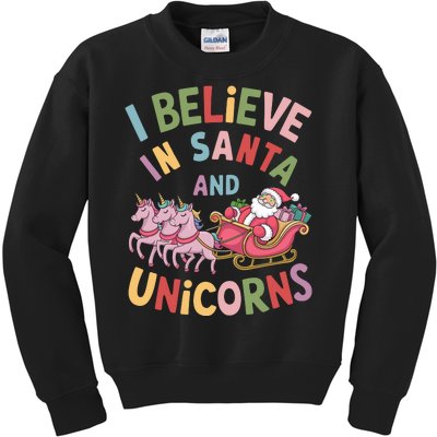 I Believe In Santa And Unicorns Kids Sweatshirt