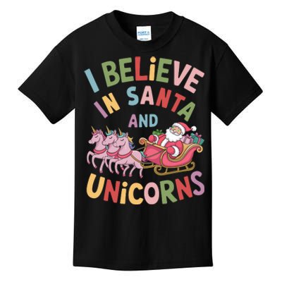 I Believe In Santa And Unicorns Kids T-Shirt