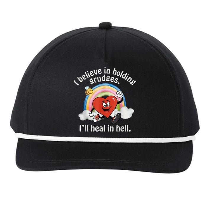 I Believe In Holding Grudges I'll Heal In Hell Heart Rainbow Snapback Five-Panel Rope Hat