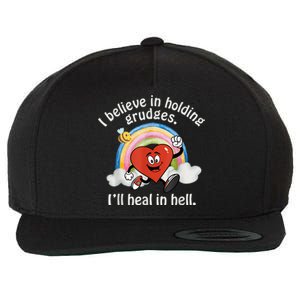 I Believe In Holding Grudges I'll Heal In Hell Heart Rainbow Wool Snapback Cap