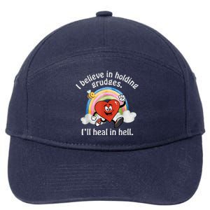 I Believe In Holding Grudges I'll Heal In Hell Heart Rainbow 7-Panel Snapback Hat