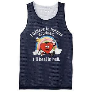 I Believe In Holding Grudges I'll Heal In Hell Heart Rainbow Mesh Reversible Basketball Jersey Tank