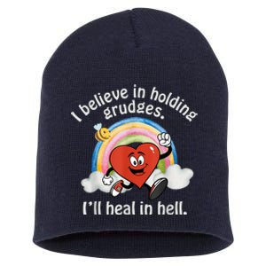 I Believe In Holding Grudges I'll Heal In Hell Heart Rainbow Short Acrylic Beanie