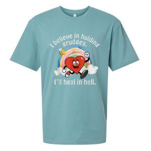 I Believe In Holding Grudges I'll Heal In Hell Heart Rainbow Sueded Cloud Jersey T-Shirt