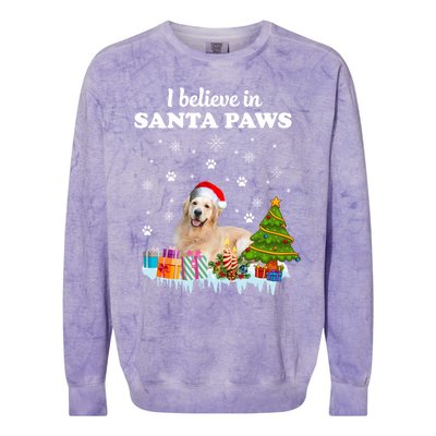 I Believe In Santa Paw Funny Golden Retriever Cute Christmas Gift Colorblast Crewneck Sweatshirt