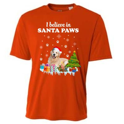 I Believe In Santa Paw Funny Golden Retriever Cute Christmas Gift Cooling Performance Crew T-Shirt