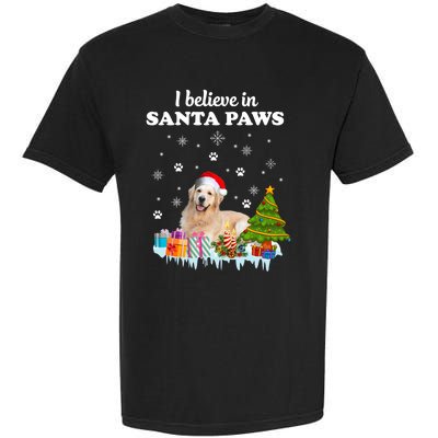 I Believe In Santa Paw Funny Golden Retriever Cute Christmas Gift Garment-Dyed Heavyweight T-Shirt