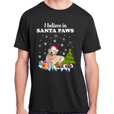 I Believe In Santa Paw Funny Golden Retriever Cute Christmas Gift Adult ChromaSoft Performance T-Shirt