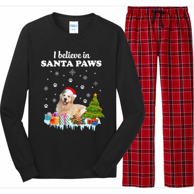 I Believe In Santa Paw Funny Golden Retriever Cute Christmas Gift Long Sleeve Pajama Set