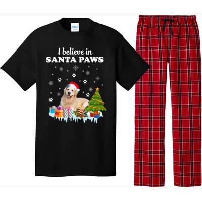 I Believe In Santa Paw Funny Golden Retriever Cute Christmas Gift Pajama Set