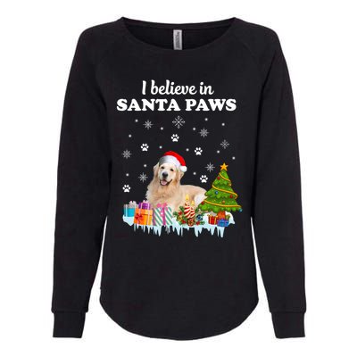 I Believe In Santa Paw Funny Golden Retriever Cute Christmas Gift Womens California Wash Sweatshirt