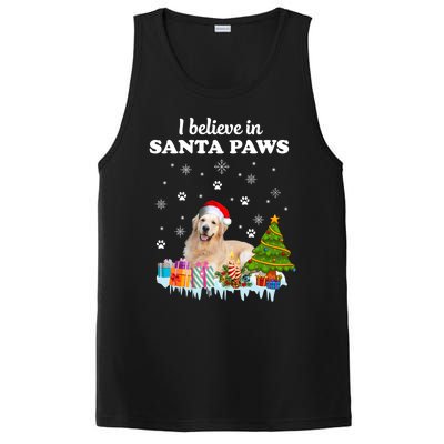 I Believe In Santa Paw Funny Golden Retriever Cute Christmas Gift PosiCharge Competitor Tank