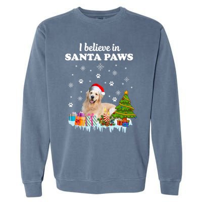 I Believe In Santa Paw Funny Golden Retriever Cute Christmas Gift Garment-Dyed Sweatshirt