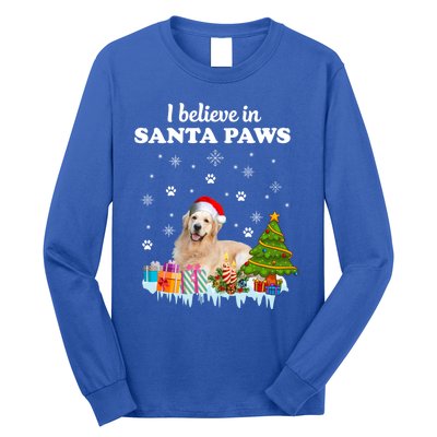 I Believe In Santa Paw Funny Golden Retriever Cute Christmas Gift Long Sleeve Shirt