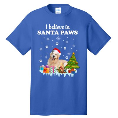 I Believe In Santa Paw Funny Golden Retriever Cute Christmas Gift Tall T-Shirt