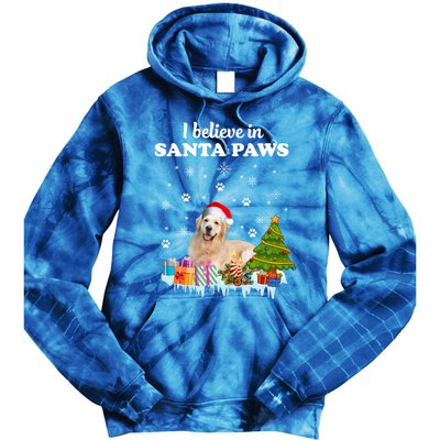 I Believe In Santa Paw Funny Golden Retriever Cute Christmas Gift Tie Dye Hoodie