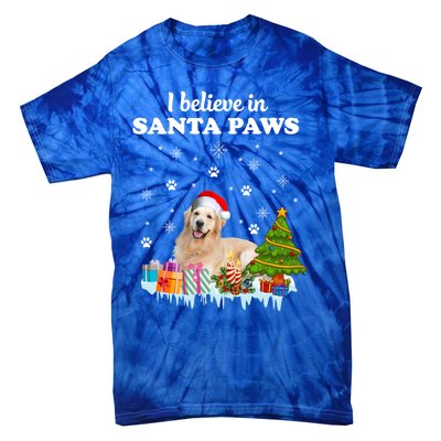 I Believe In Santa Paw Funny Golden Retriever Cute Christmas Gift Tie-Dye T-Shirt