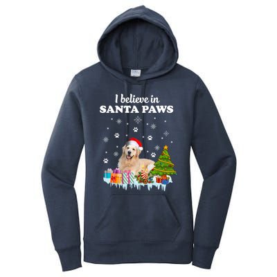 I Believe In Santa Paw Funny Golden Retriever Cute Christmas Gift Women's Pullover Hoodie