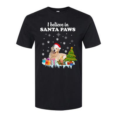 I Believe In Santa Paw Funny Golden Retriever Cute Christmas Gift Softstyle CVC T-Shirt