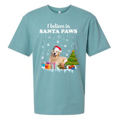 I Believe In Santa Paw Funny Golden Retriever Cute Christmas Gift Sueded Cloud Jersey T-Shirt